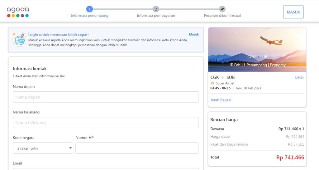 Cara Beli Tiket Pesawat di Agoda Melalui Website Langkah 4